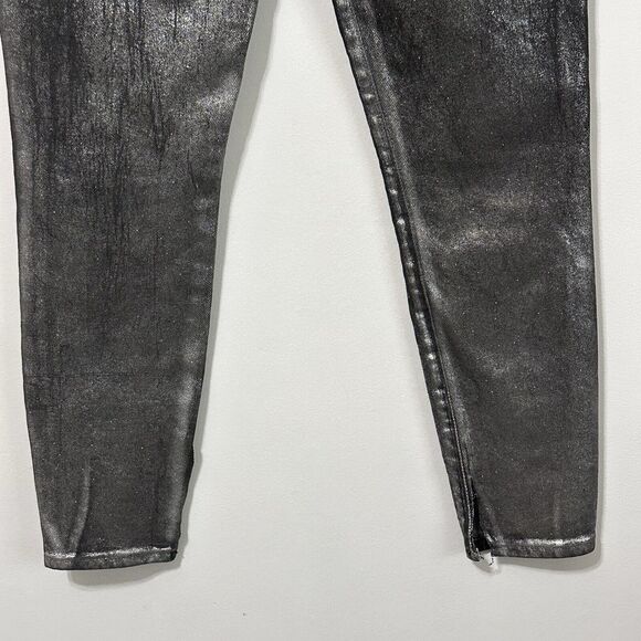 FRAME Le High Skinny Crop Pants 24 Chrome Noir Skinny Party Lyocell Club FLAW? - Picture 6 of 10